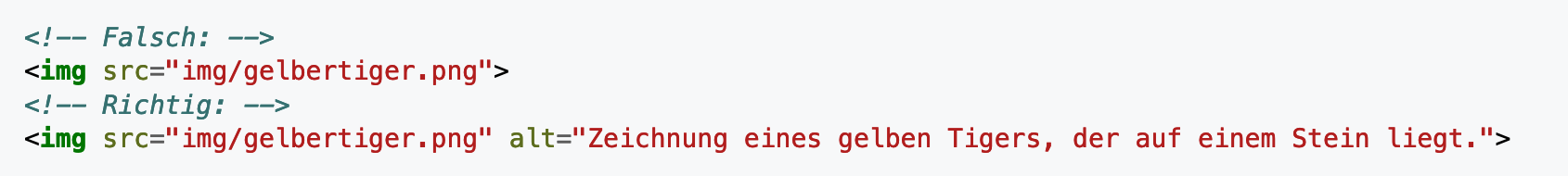 HTML Markup über Bild: Zeichnung eines gelben Tigers, der auf einem Stein liegt.